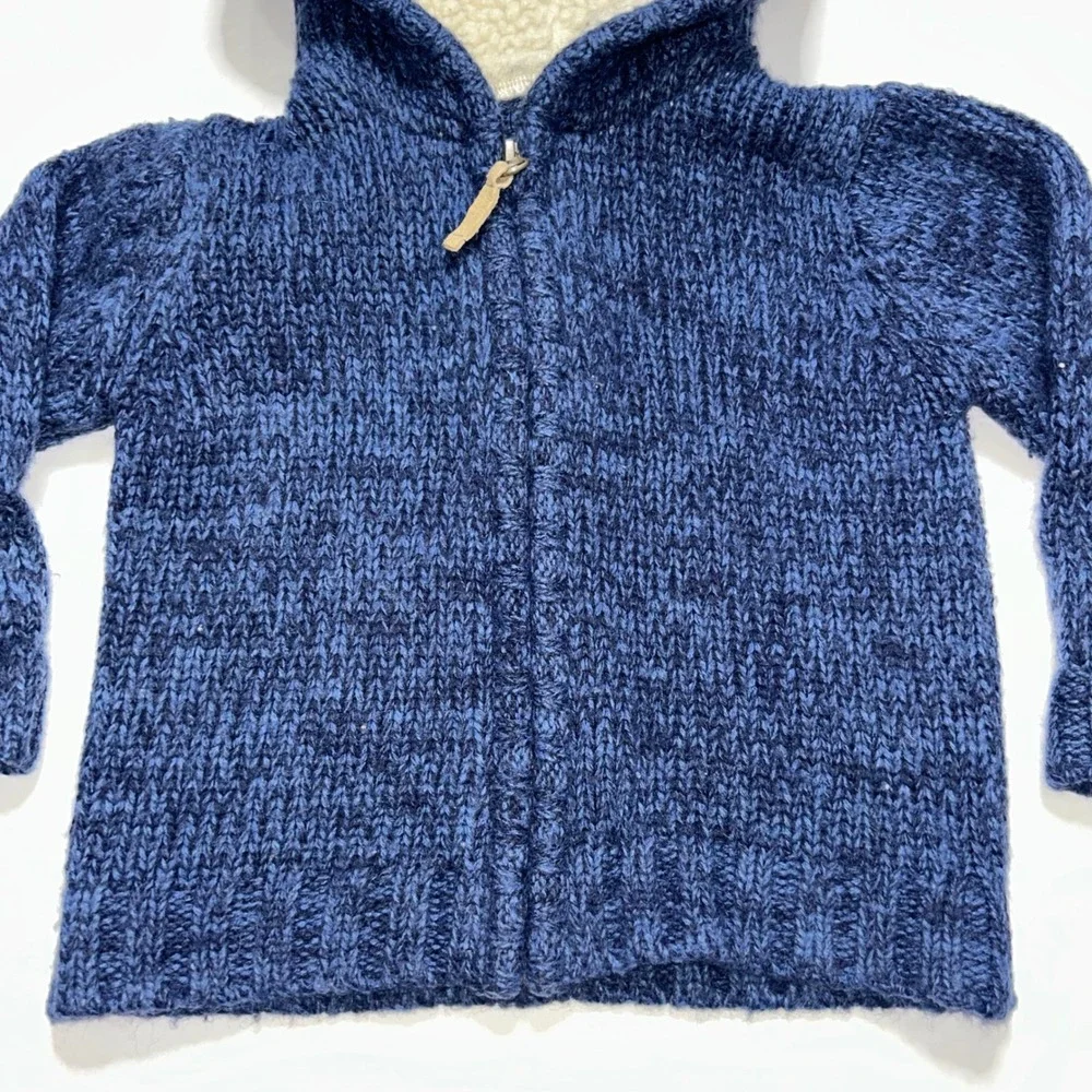 Carter's‎ Toddler Boys 18 Months Blue Sherpa Lined Knit Hoodie Jacket